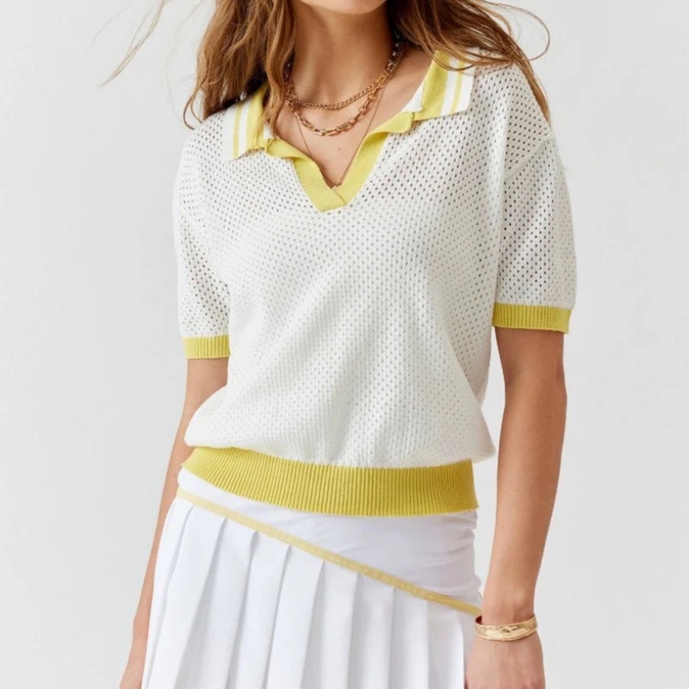 Beach Riot White and Yellow Knit Top‎ XL